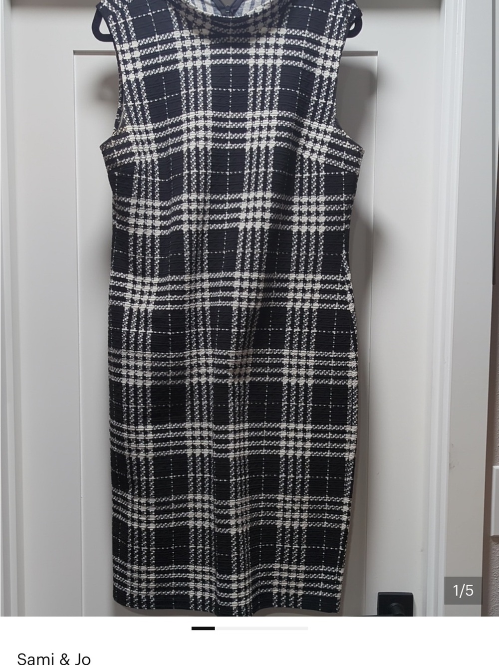Sami & Jo Black and White Plaid Midi Sheath Dress